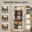 5-Tier Roman Column Bookshelf with LED Lights, Adjustable Shelves Storage Organizer for Home Office