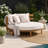 Topmax Outdoor Acacia Wood Round Lounge Chair, With Cushion And 4 Pillows, Perfect For The Backyard Or Poolside, Beige