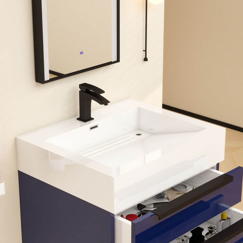 Meuble-lavabo mural simple l 24 po x P 20 po x H 22 po, Bleu marine