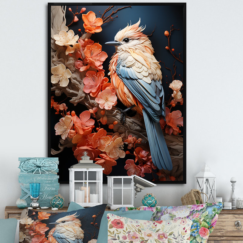 «A Pastel Palette Evoke A Feathery Symphony I», reproduction d'art sur toile, H 32 po x l 16 po, Cadre flottant noir