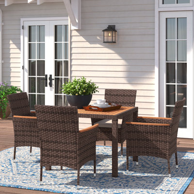Maltby 4-Person Acacia Patio Dining Set with 35.43" W Square Table