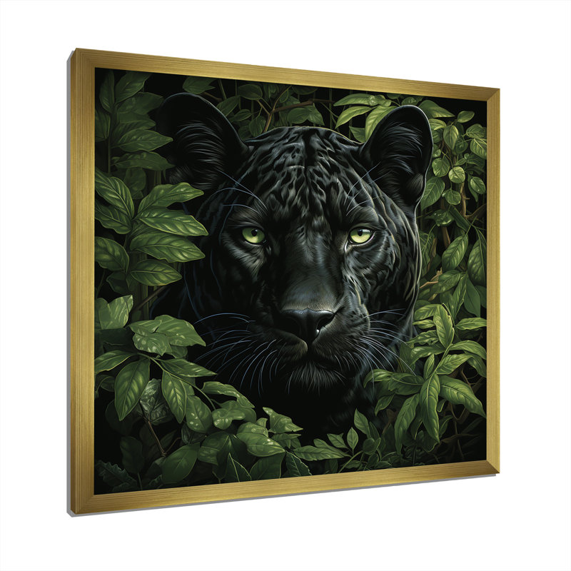 Shadow Panther Camouflage - Animal mural panthère, H 36 po x l 36 po x P 1,5 po, Encadrement doré