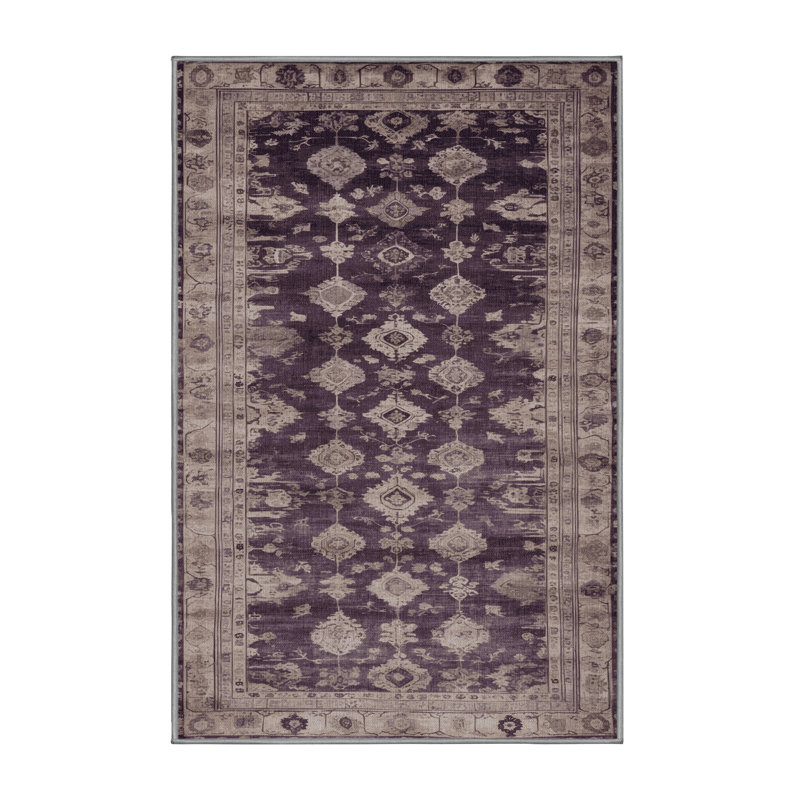 Machine Washable Overdyed Gray Area Rug