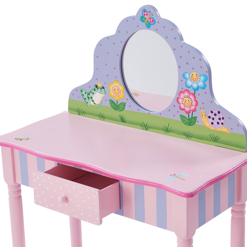 Fantasy Fields Solid Wood Kids Vanity Set with Mirror