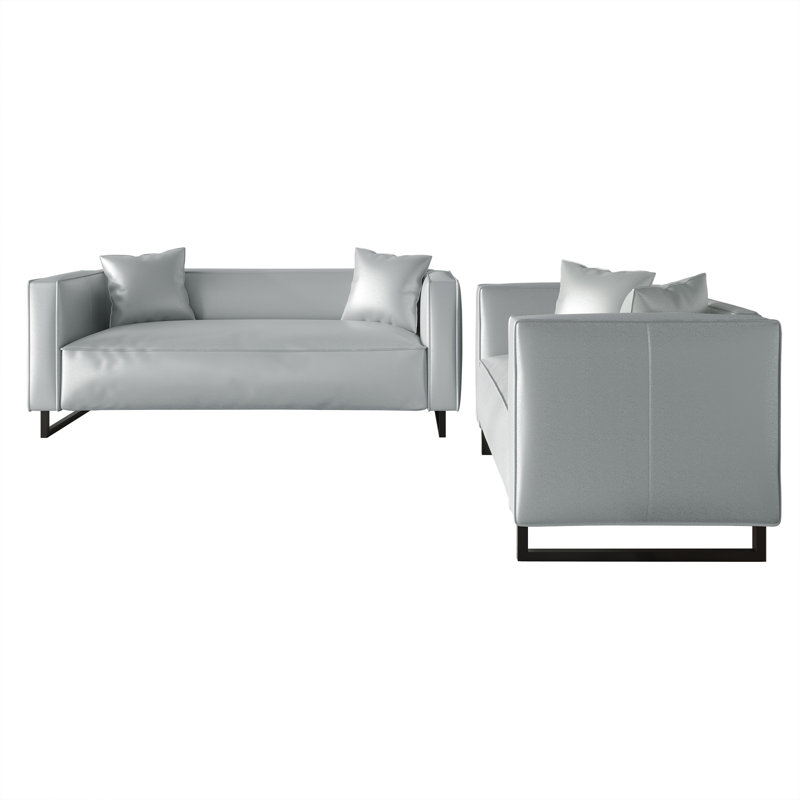 Ensemble de salon 2 pièces Mid-Century, Argent argent