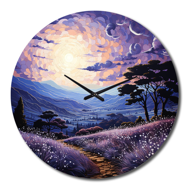 Horloge murale lavande enchantée pointillisme III - paysages, Très grand