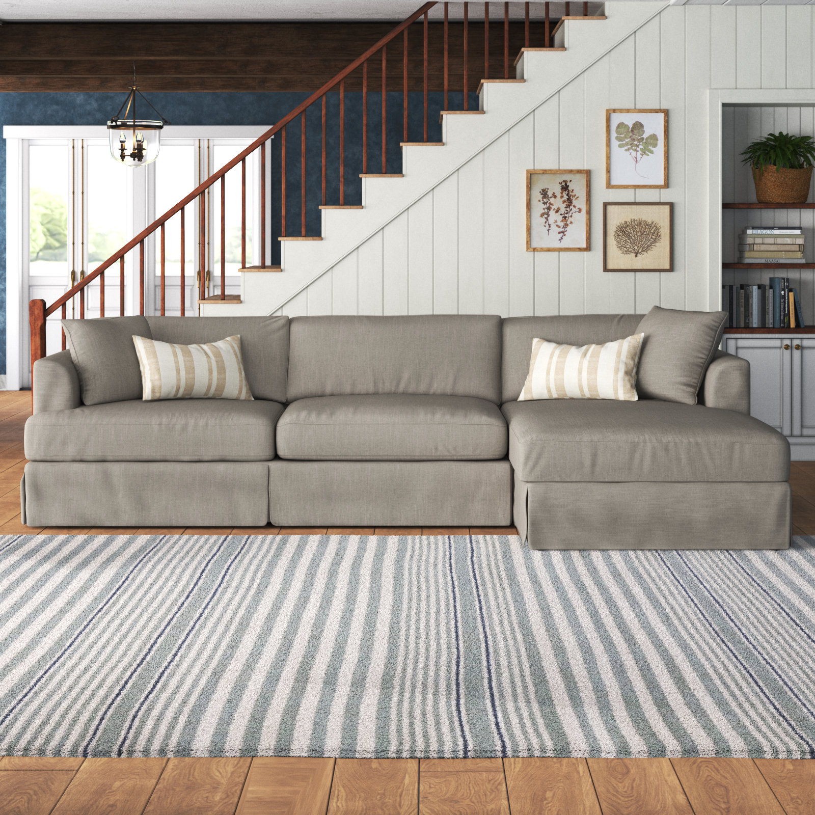 Lucia Chaise Sectional, Right Hand Facing, Drusky Linen Sustain® Basketweave