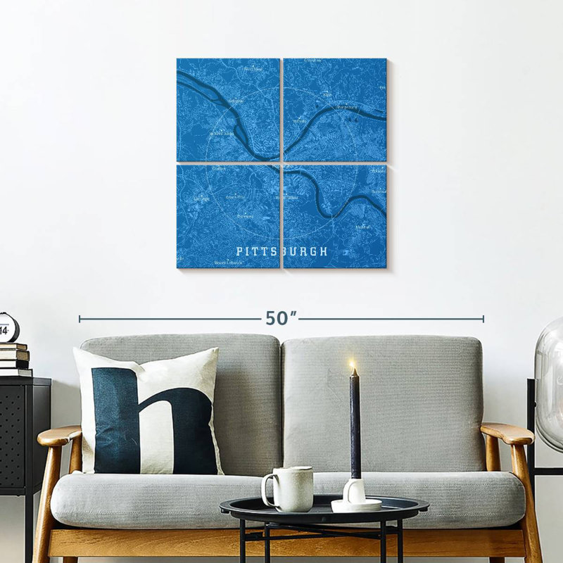 Aliaz Pittsburgh City Map, 26" H x 26" W