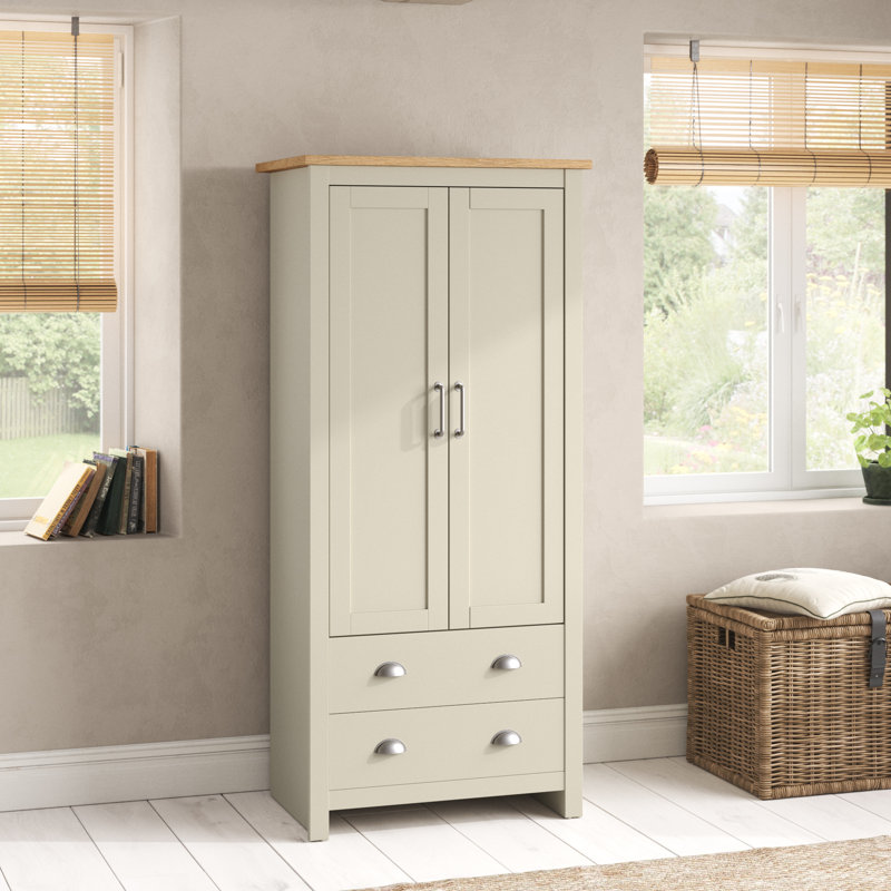 Aquitaine 2 Door Manufactured Wood Wardrobe, Cream/Oak