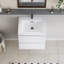 Meuble-lavabo de 30 po avec lavabo, lavabo en résine, tiroirs à fermeture en douceur. Blanc brillant 24V11-30Gw. Élégant meuble-lavabo flottant avec évier. Comptoir moderne, ajout pratique