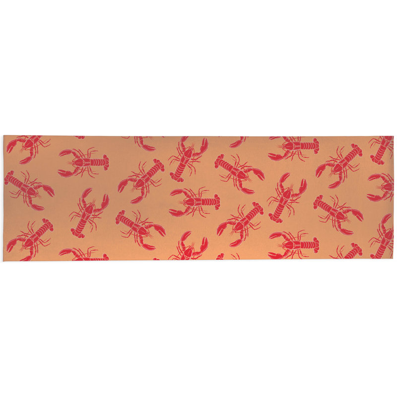 Lobster Decorative Outdoor Rug, Runner 2'6" x 8', Orange
