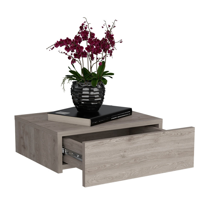 Table de chevet flottante murale gris clair avec tiroir pour chambre à coucher, Gris