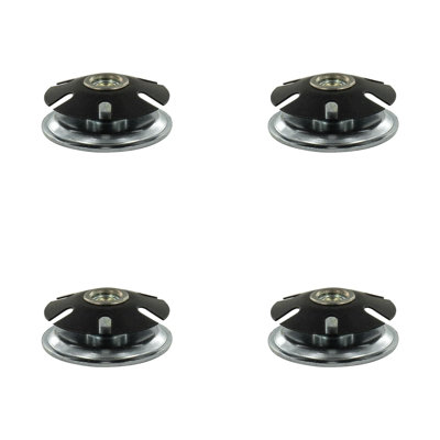 Outwater Industries Metal Threaded Single Star Type Leveler Inserts For 1-1/2 Inch Round Tubing, Heat Treated Steel And Zinc Plated Base, Fits Round 16-18 Gauge Tube, Thread: 3/8-16, 4 Pack