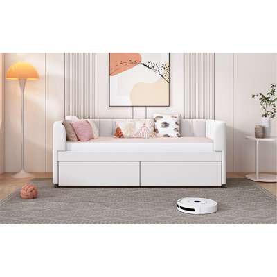 Lit de jour ergonomique simple en rose avec 2 tiroirs pour la chambre à coucher 3 - 4 et une chaleur douillette