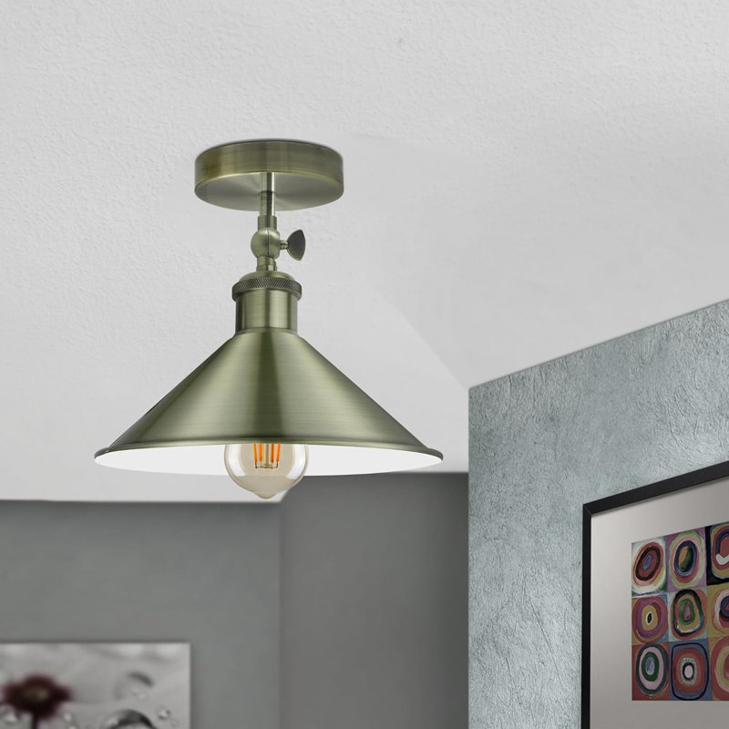 Boling Semi Flush Mount, Green Brass