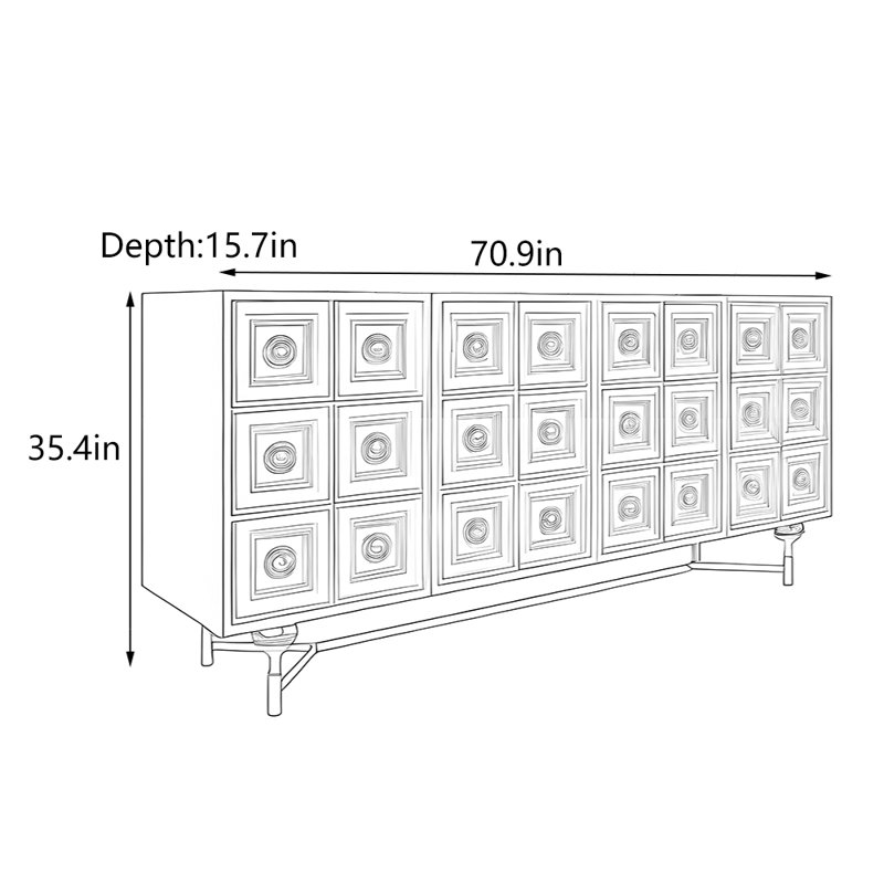 Armoire de hall d'entrée italienne de luxe, H 35,4 po x l 70,9 po x P 15,7 po , Noir