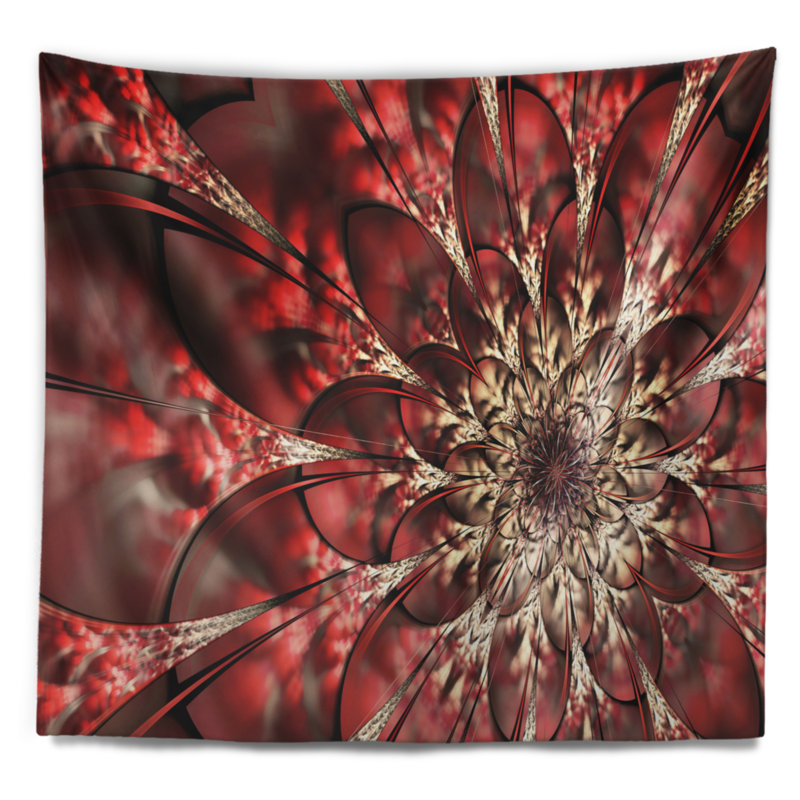 Tapisserie à motif de fleurs rouge symétrique rouge, H 32 po x l 39 po