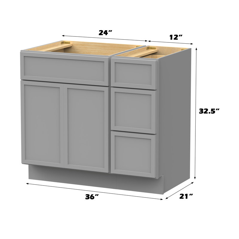 Base de meuble-lavabo simple 36 po seulement, Gris