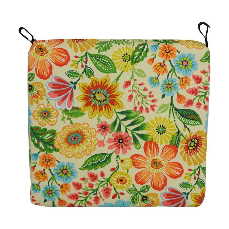 Outdoor 3'' Dining Chair Seat Cushion, Orange/Yellow