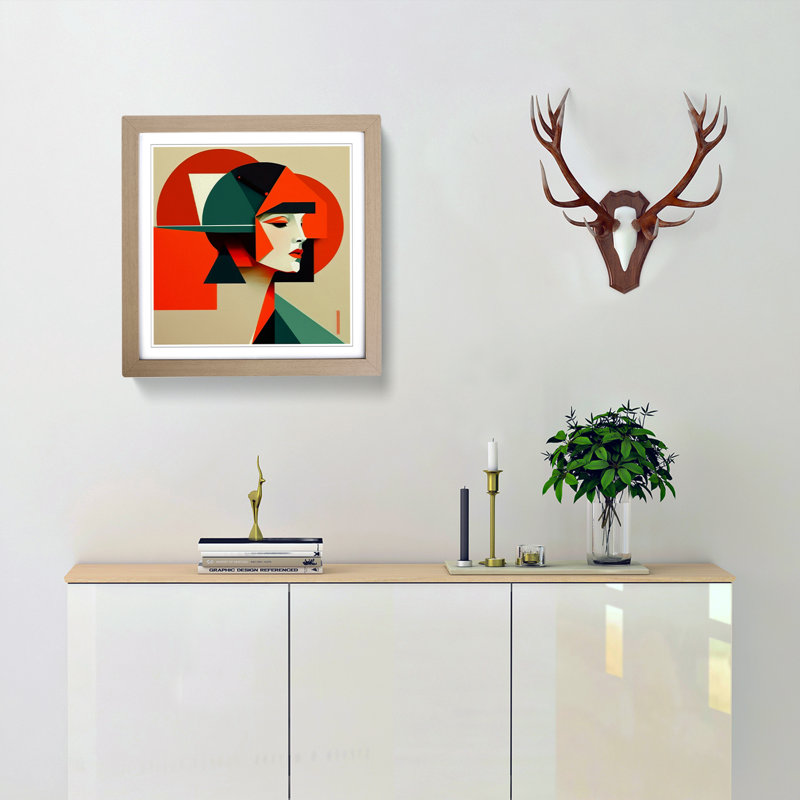 Art Deco Woman Suprematism - Framed Print, Oak