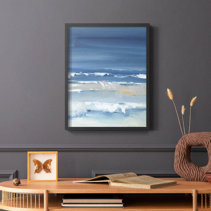 Bord de mer I, reproduction encadrée - bois massif, H 14 po x l 11 po, Noir