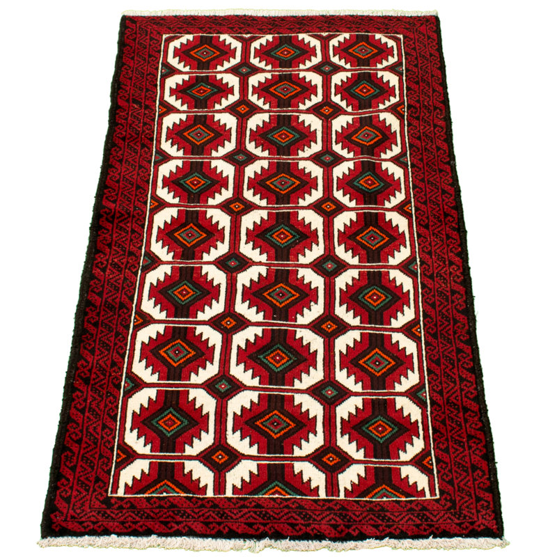 Hand-Knotted Rizbaft Red Wool Rug 3'0" X 5'1"