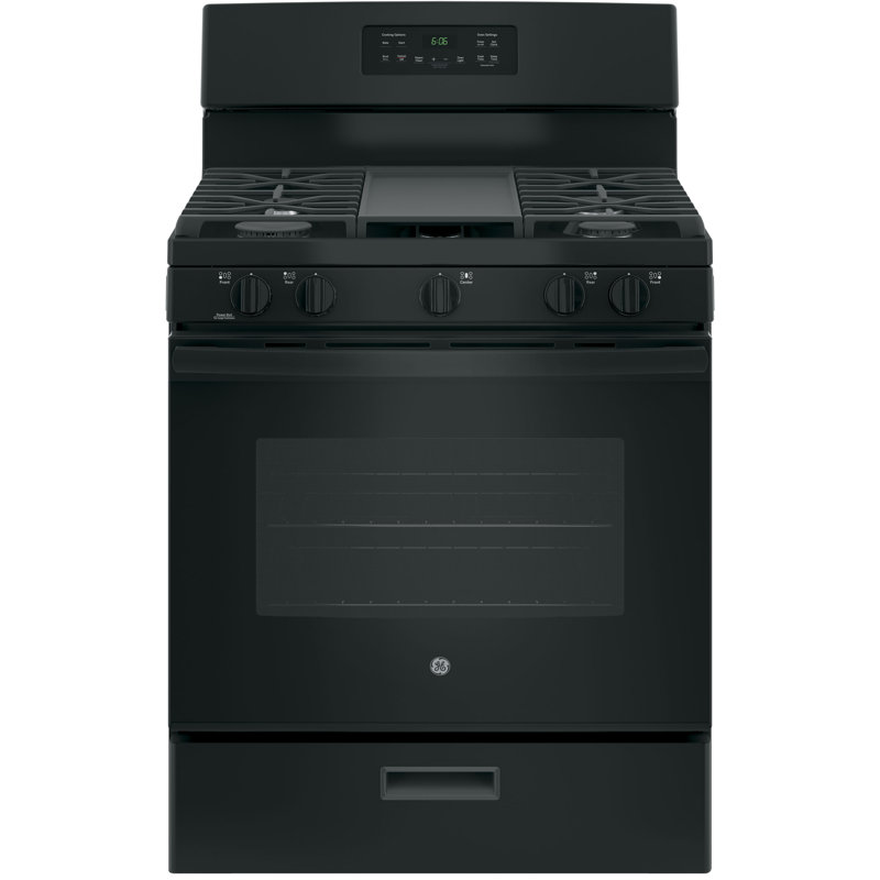 30" 5 cu ft. Freestanding Gas Range with Griddle, Black