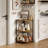 Corner Display Shelves With Storage Shelf & 16.34" Large Countertop, Rustic Wood Display Rack With Adjustable Feet For Kitchen/Bedroom/Living Room/Small Space