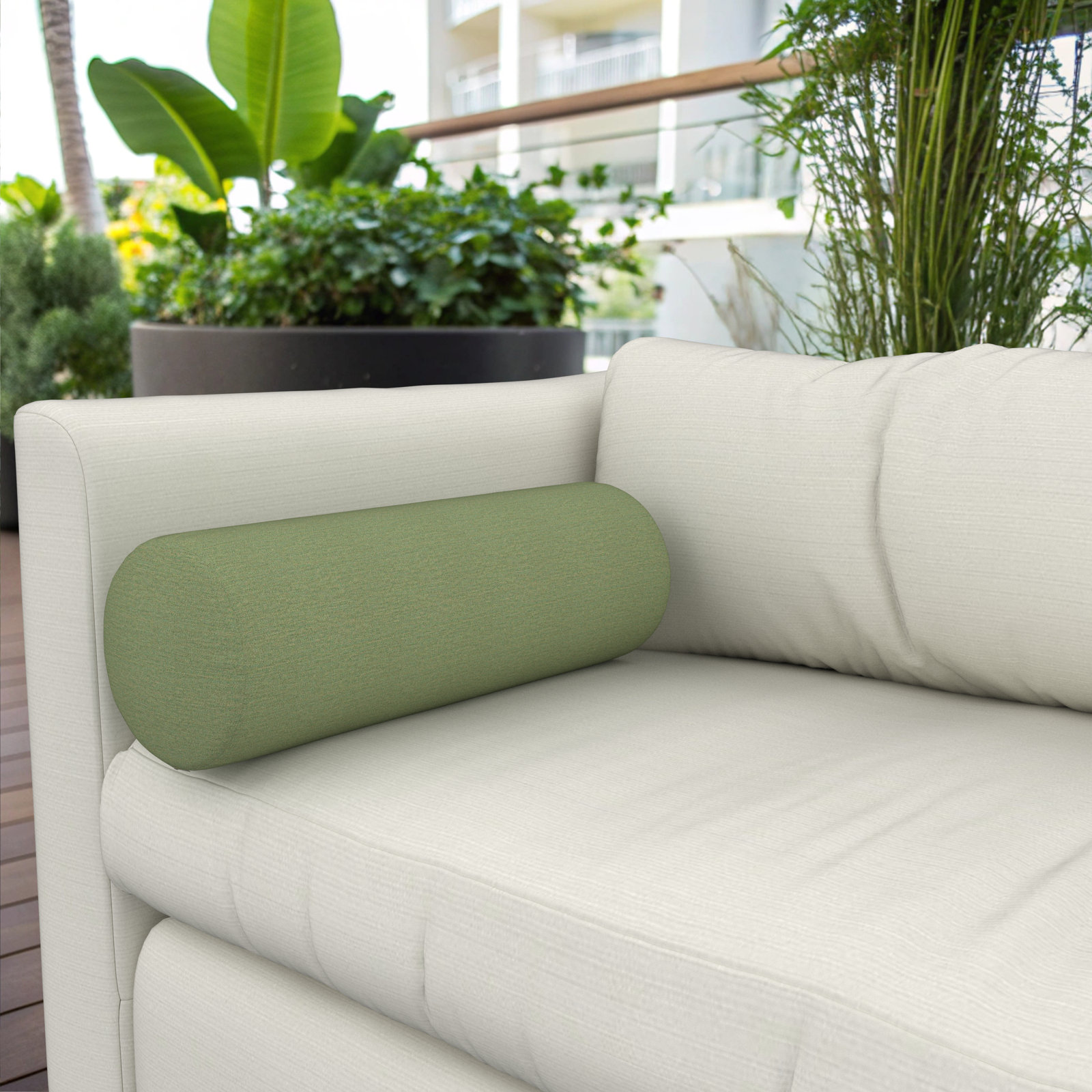 Amala Outdoor/Indoor Bolster Pillow, Green