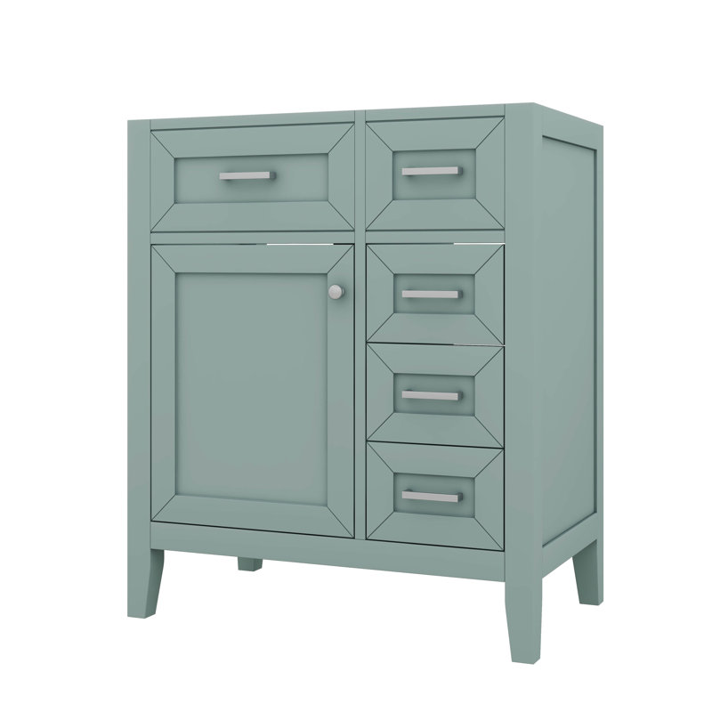 Meuble-lavabo élégant de 30 po sans lavabo avec tiroirs, Vert