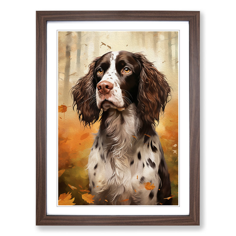 English Springer Spaniel Digital Art - Framed Print, Walnut, 46cm H x 34cm W x 2cm D