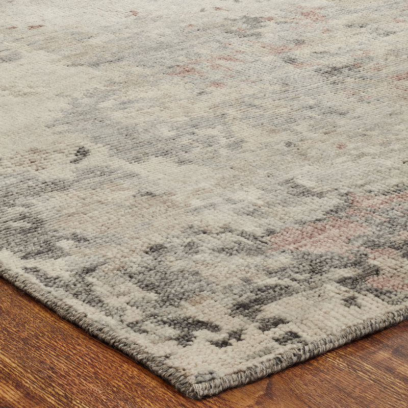 Dushore Hand Knotted Wool Abstract Area Rug in Gray, Rectangle 12' x 15'