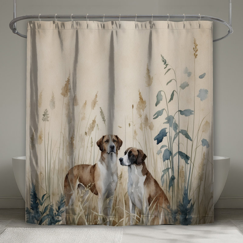Rideaux de douche Two Dogs In Grass, L 70 po x H 93 po