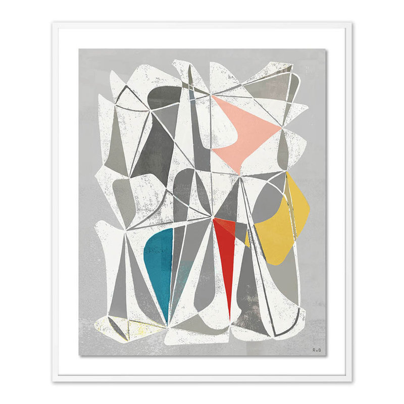 Vedene Print by Bangbouh Studio, 48" H x 40" W x 2.5" D, White, Black/Dark Gray/God/Pink/Red