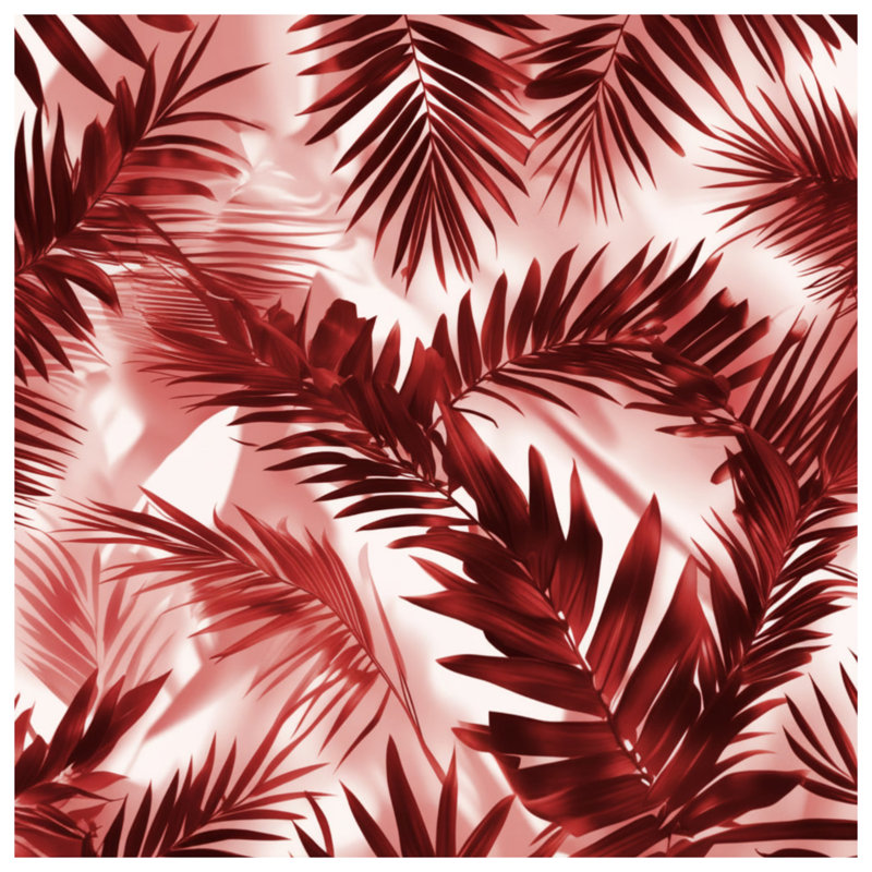 Tapis de bain Palm Leaf, L 24 po x L 17 po, Medium Red Light White