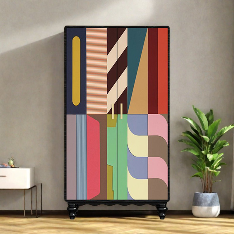 Garde-robe moderne pour chambre double, Noir / multicolore