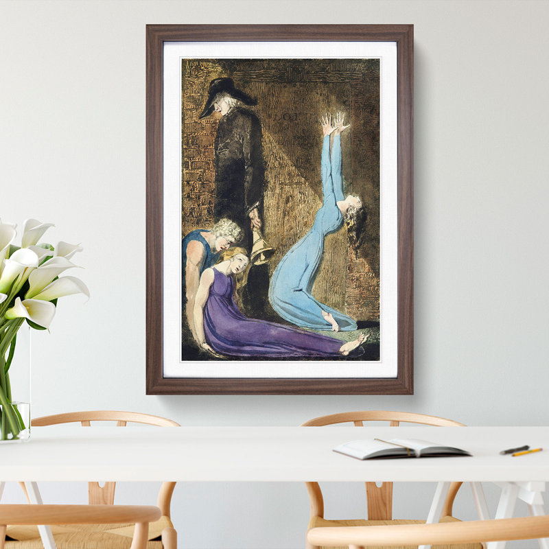 Man Supporting a Woman by William Blake - Picture Frame Painting, 65cm H x 48cm W x 2cm D, Walnut Framed