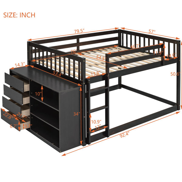 Latitude Run® Grey Twin Over Bunk Bed With Versatile Storage Units 3 ...
