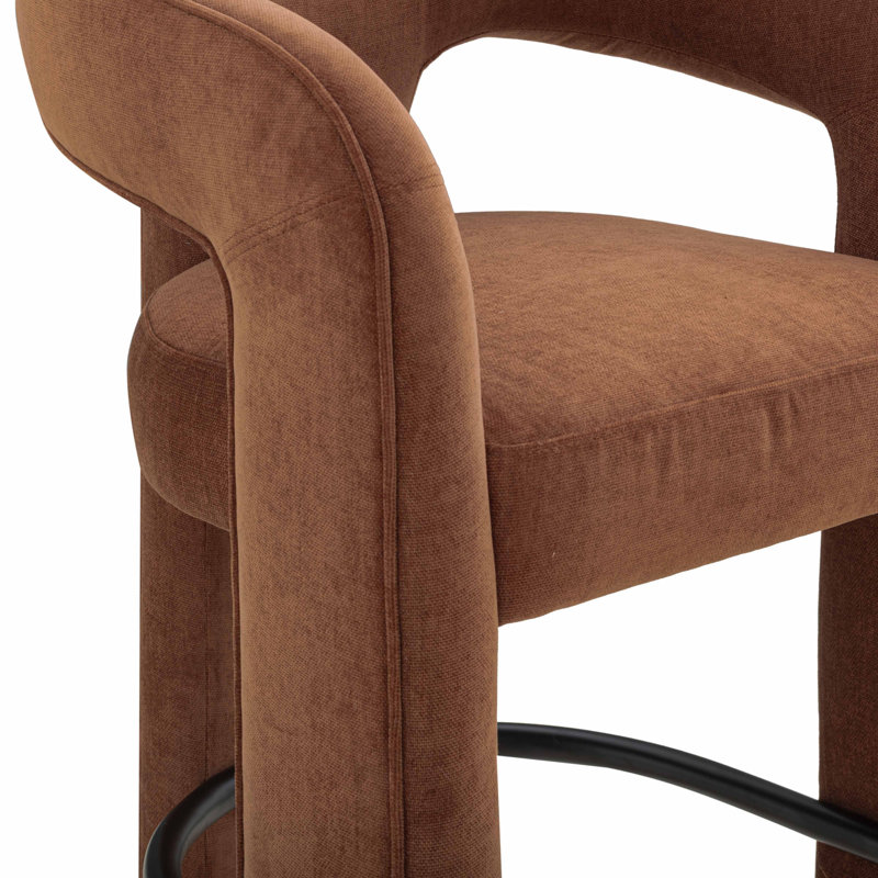 Malone Rust Red Performance Chenille Counter Stool, Counter Stool (26" Seat Height), Red