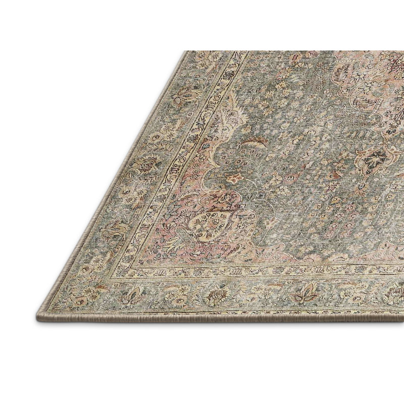 Tapis beige/noir traditionnel Madrona, Rectangle 2 pi x 5 pi