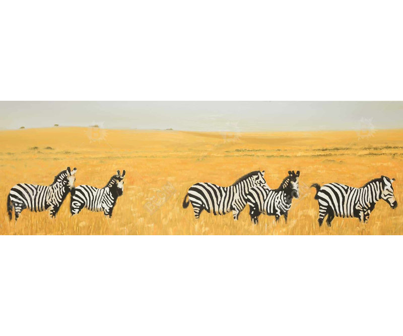 "Toile Herd of Zebra | Art animalier jaune pour la chambre à coucher"