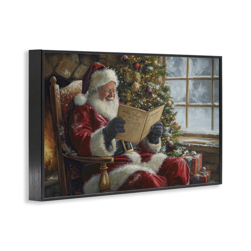 «Cheerful Santa», estampe numérique encadrée par Imagine It Images, Giclée encadrée noir minuit, H 12 po x l 18 po