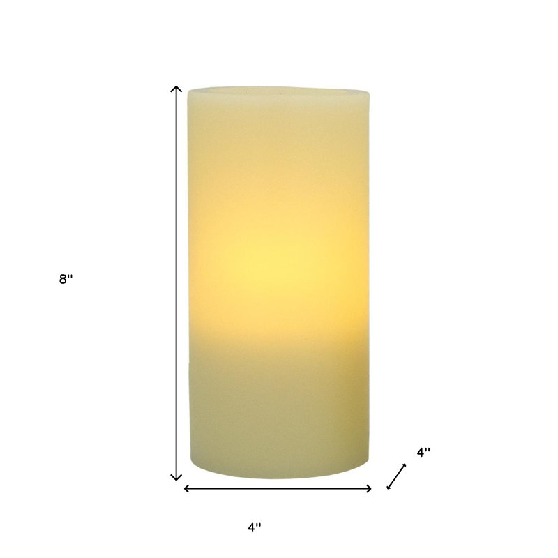 Unscented Flameless Pillar Candle, 8" H x 4" W x 4" D