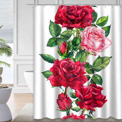 Red Roses Flowers Floral Seamless Border Watercolor Rose Flower with 12 Hooks