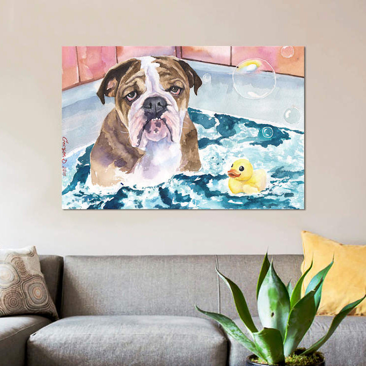«Bath Time», reproduction sur toile, H 8 po x l 12 po x P 0,75 po, Toile tendue, Pas de tapis