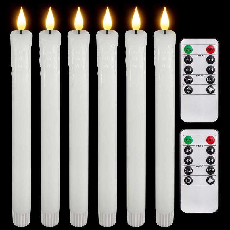 Ensemble de 6 chandelles sans flamme à cire véritable sans flamme, Ivoire
