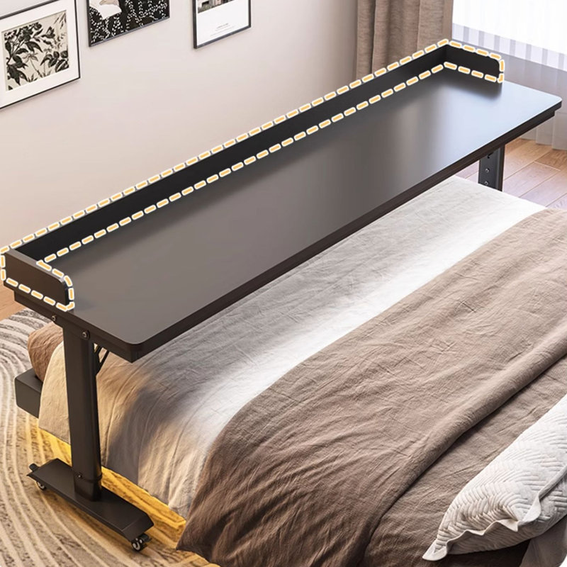 Table d'appoint rectangulaire noire en composite de bois et en acier, 82.68