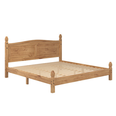 Enye 3 Piece Bedroom Set, Two Nightstands And One Bed Solid Wood Rustic Farmhouse Style