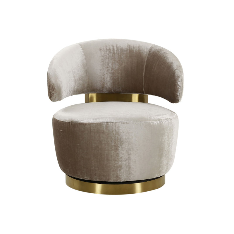 Upholstered Barrel Chair, Champagne Velvet