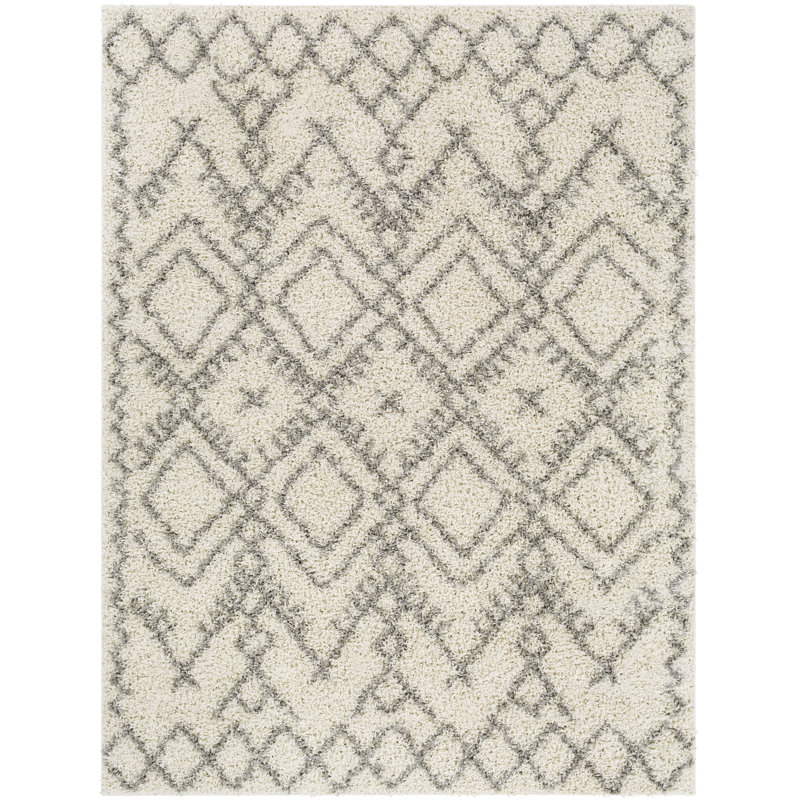 Tapis gris / ivoire Zebulon, Rectangle 5 pi 2 po x 7 pi